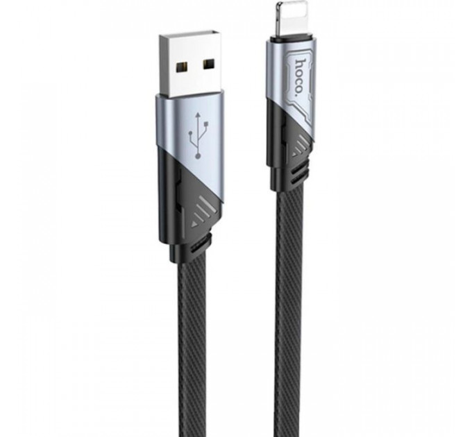 Дата кабель USB 2.0 AM to Lightning 1.2m 2.4A nylon aluminum U125 black HOCO (6942007604987)
