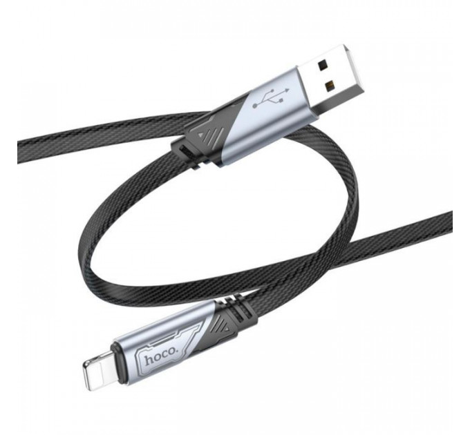 Дата кабель USB 2.0 AM to Lightning 1.2m 2.4A nylon aluminum U125 black HOCO (6942007604987)