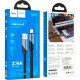 Дата кабель USB 2.0 AM to Lightning 1.2m 2.4A nylon aluminum U125 black HOCO (6942007604987)