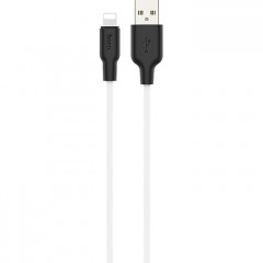 Дата кабель USB 2.0 AM to Lightning 2.0m 2.4A silicone X21 black+white HOCO (6931474713780)