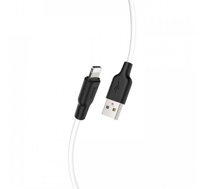 Дата кабель USB 2.0 AM to Lightning 2.0m 2.4A silicone X21 black+white HOCO (6931474713780)