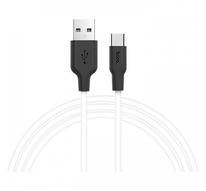 Дата кабель USB 2.0 AM to USB-C 1.0m 2A silicone X21 black+white HOCO (6957531071402)