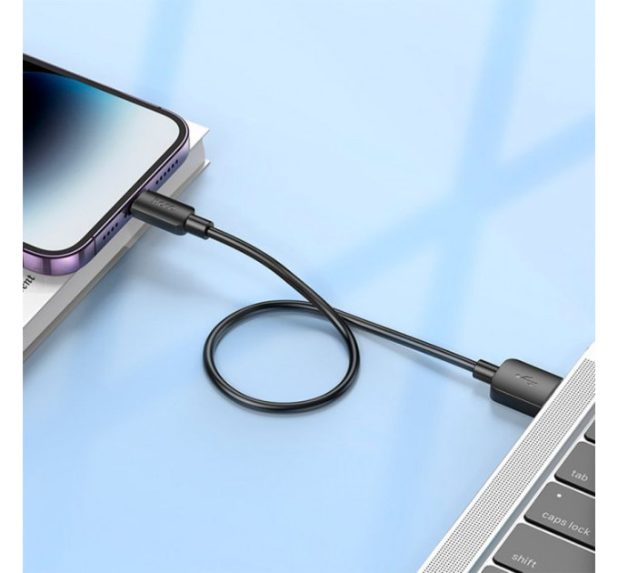 Дата кабель USB 2.0 AM to Lightning 0.25m Hyper X96 black HOCO (6942007609388)