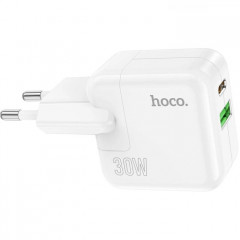 Зарядний пристрій HOCO C111A Lucky 1xUSB-C PD30W + 1xUSB QC3.0 White (6931474790866)