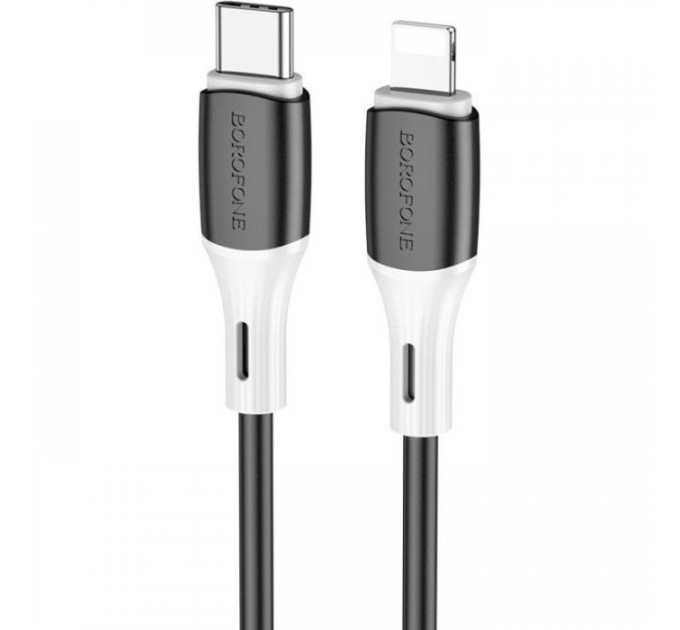Дата кабель USB-C to Lightning 1.0m 3A 20W silicone BX79 black BOROFONE (6974443384727)