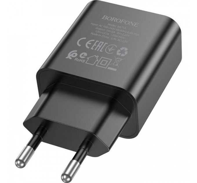 Зарядний пристрій BOROFONE BA71A Power USB-C PD20W Black (6974443387957)