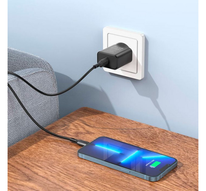 Зарядний пристрій BOROFONE BA71A Power USB-C PD20W Black (6974443387957)