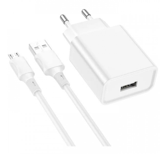 Зарядний пристрій BOROFONE BA74A Aspirer USB + cable USB to Micro 5P White (6974443388664)