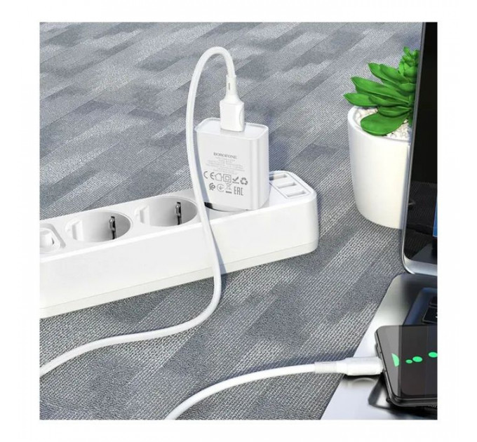 Зарядний пристрій BOROFONE BA74A Aspirer USB + cable USB to Micro 5P White (6974443388664)