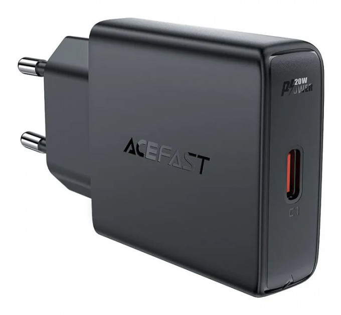 Зарядний пристрій Acefast A65 USB-C PD20W GaN ultra-thin Black (6974316282686)