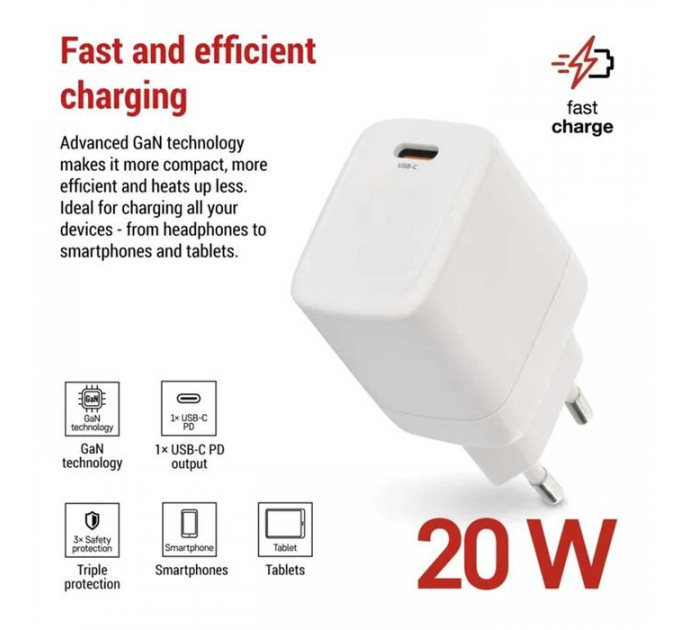 Зарядное устройство для EMOS V01G20 USB-C PD20W GaN (V01G20)