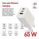 Зарядное устройство EMOS V05G65 1xUSB-A+2xUSB-C PD65W GaN (V05G65)