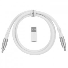 Дата кабель USB-C + USB A to USB-C 1.0m Double-Sleeved Geek white Keychron (CAB20_KEYCHRON)
