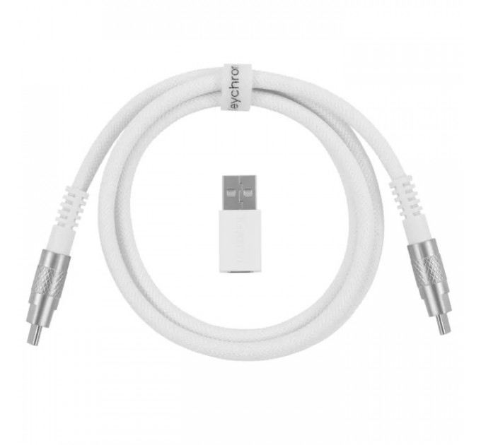 Дата кабель USB-C + USB A to USB-C 1.0m Double-Sleeved Geek white Keychron (CAB20_KEYCHRON)