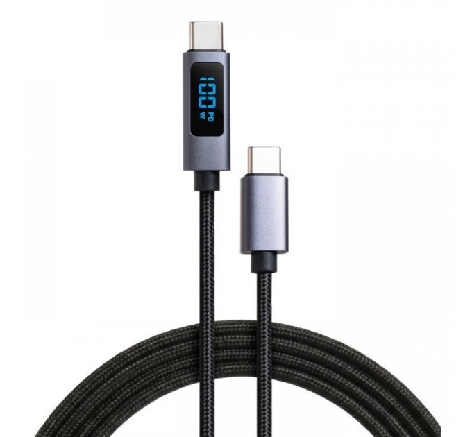 Дата кабеля USB-C to USB-C 2.0m 100W LCD Display Nylon Black Vinga (VYDCCC22100D) Дата кабеля USB-C to USB-C 2.0m 100W LCD Display Nylon Black Vinga (VYDCCC22100D)