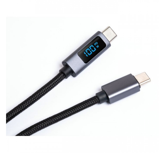 Дата кабеля USB-C to USB-C 2.0m 100W LCD Display Nylon Black Vinga (VYDCCC22100D)