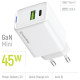 Зарядний пристрій ColorWay C101E GaN Mini 45W PD PPS USB-C + USB-A QC4.0 white (CW-CHS060PD-WT)