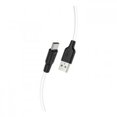 Дата кабель USB 2.0 AM to USB-C 1.0m 3A silicone black+white HOCO (6931474711915)