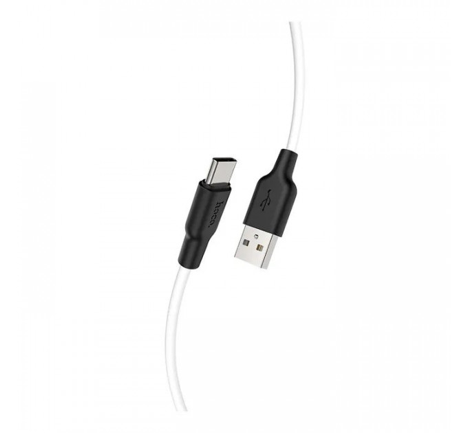 Дата кабель USB 2.0 AM to USB-C 1.0m 3A silicone black+white HOCO (6931474711915)