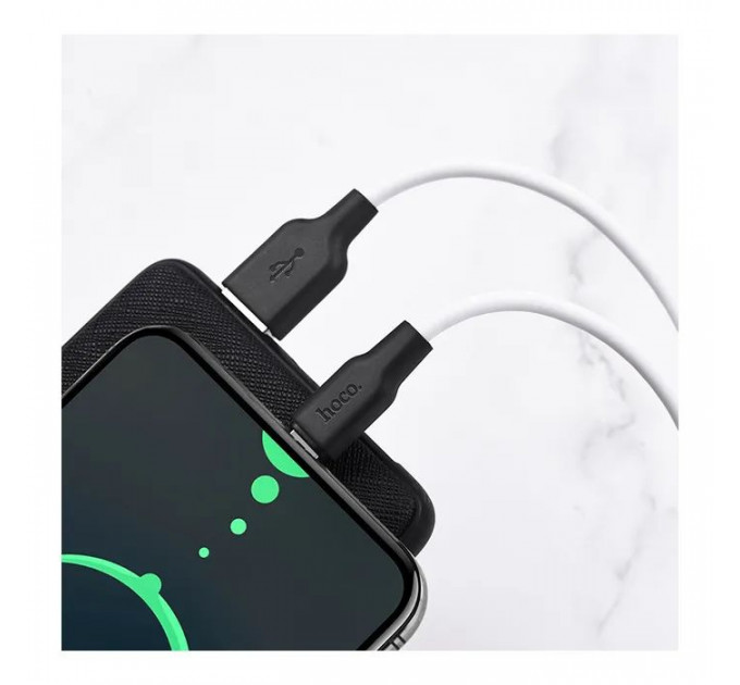 Дата кабель USB 2.0 AM to USB-C 1.0m 3A silicone black+white HOCO (6931474711915)