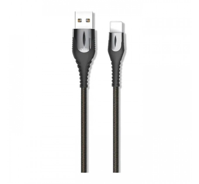 Дата кабель USB 2.0 AM to Lightning 1.0m 2A zinc alloy black XO (NB138-L-1-BK)