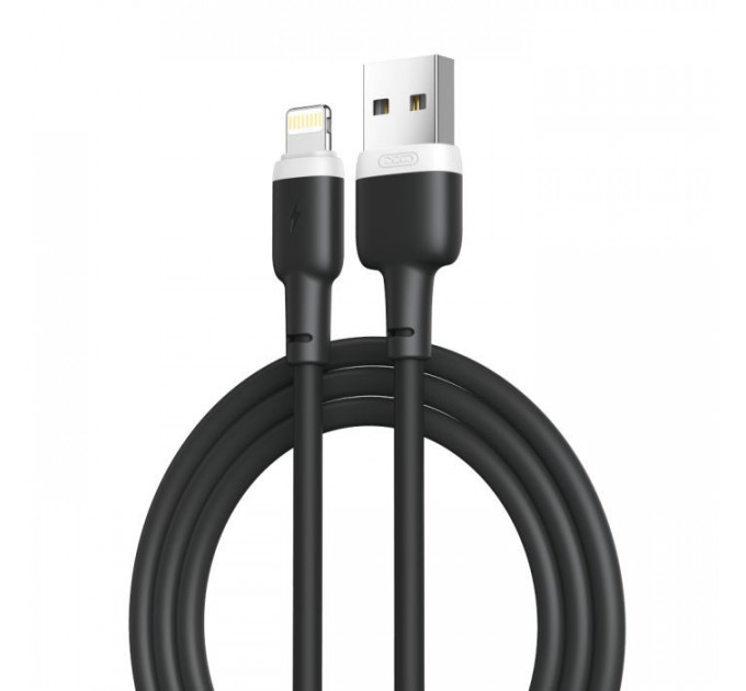 Дата кабель USB 2.0 AM to Lightning 1.0m 2.1A silicone black XO (NB208-L-1-BK)