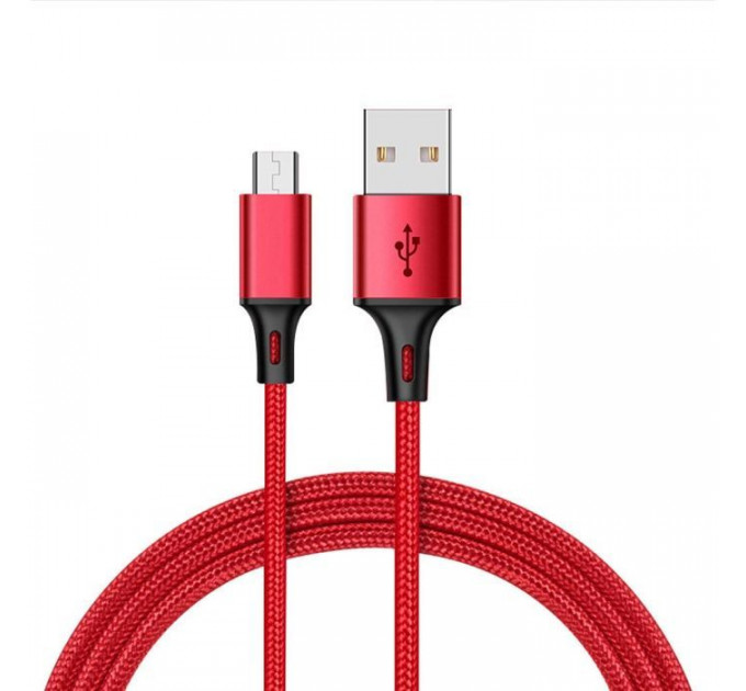 Дата кабель USB 2.0 AM to Micro 5P 1.0m 2.4A braided red XO (NB143-M1-RD)