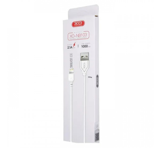 Дата кабель USB 2.0 AM to Lightning 2.0m 2.1A white XO (XO-NB-103-L-2-WH)