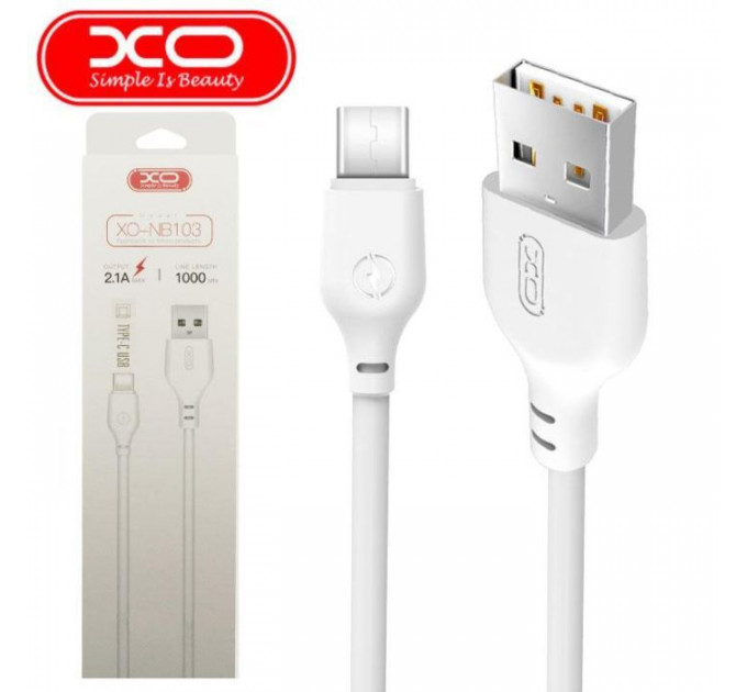 Дата кабель USB 2.0 AM to Micro 5P 1.0m 2.1A white XO (XO-NB-103-MC-1-WH)