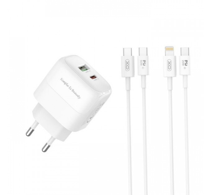 Зарядний пристрій XO 1xUSB QC3.0 + 1xUSB-C PD20W (XO-QC37)