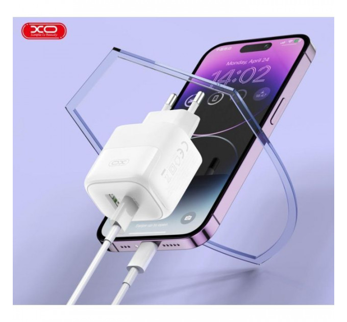 Зарядний пристрій XO 1xUSB QC3.0 + 1xUSB-C PD20W (XO-QC37)