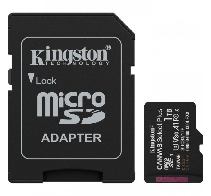 Карта памяти Kingston 1TB microSDXC 10 UHS-I U3 V30 A1 Canvas Select Plus (SDCS3\/1TB)