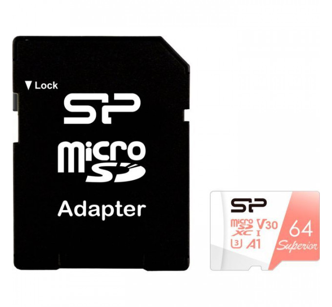Карта пам/'яті Silicon Power 64GB microSDXC class 10 UHS-I U3 V30 A1 Superior (SP064GBSTXDV3V20SP) Карта пам/'яті Silicon Power 64GB microSDXC class 10 UHS-I U3 V30 A1 Superior (SP064GBSTXDV3V20SP)