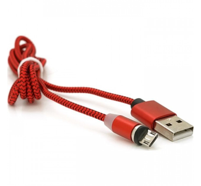 Дата кабель USB 2.0 to Micro 5P 1.0m 2A magnetic nylon red PiPo (18164)