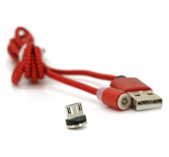 Дата кабель USB 2.0 to Micro 5P 1.0m 2A magnetic nylon red PiPo (18164)