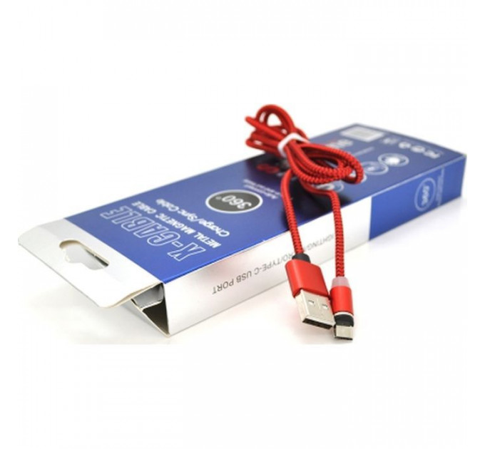 Дата кабель USB 2.0 to Micro 5P 1.0m 2A magnetic nylon red PiPo (18164)