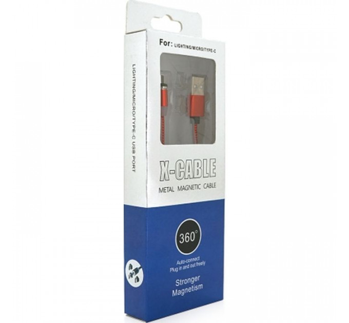 Дата кабель USB 2.0 to Micro 5P 1.0m 2A magnetic nylon red PiPo (18164)