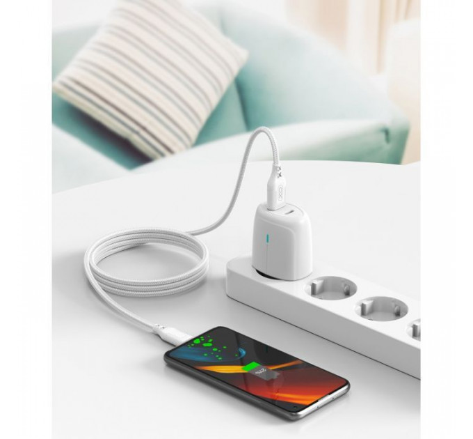Дата кабель USB 2.0 AM to Micro 5P 1.0m braided white XO (NB235_M_White)