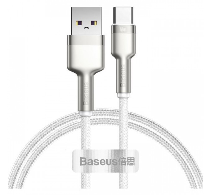 Дата кабель USB to USB-C 1.0m 6A 66W white Baseus (CAKF000102)