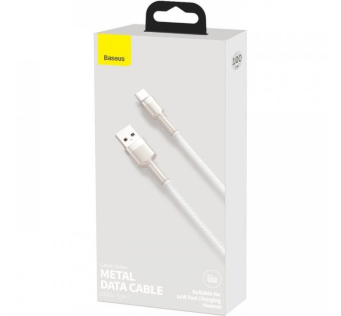 Дата кабель USB to USB-C 1.0m 6A 66W white Baseus (CAKF000102)