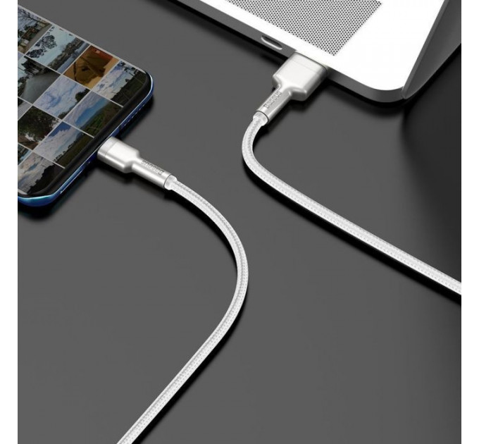 Дата кабель USB to USB-C 1.0m 6A 66W white Baseus (CAKF000102)