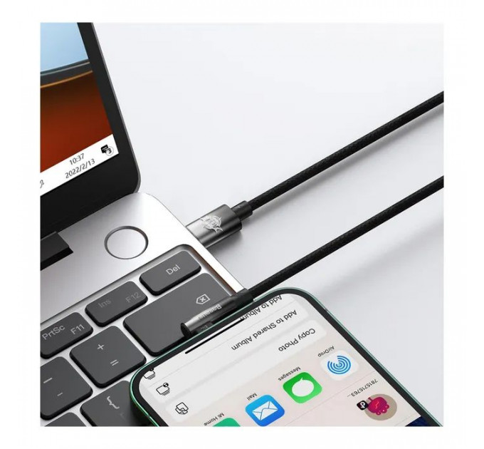 Дата кабель USB-C to Lightning 1.0m 20W 90° corner black Baseus (CAVP000201)