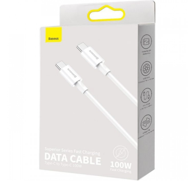 Дата кабель USB-C to USB-C 1.0m 100W white Baseus (CATYS-B02)