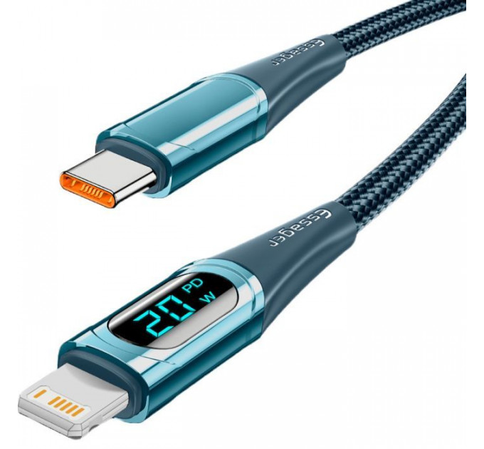 Дата кабель USB-C to Lightning 1.0m 20W Digital Display blue Essager (EXCTL-YD03)