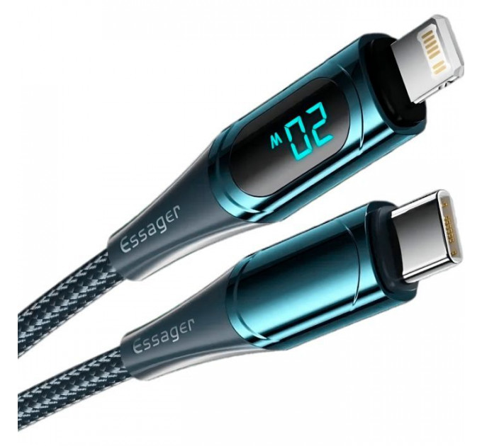 Дата кабель USB-C to Lightning 1.0m 20W Digital Display blue Essager (EXCTL-YD03)