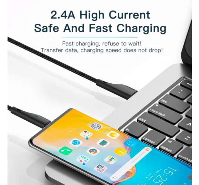 Дата кабель USB 2.0 AM to Lightning 1.0m 2.4A black Essager (EXCL-LS01)