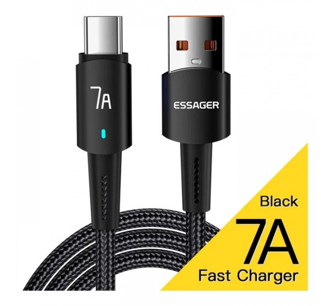 Дата кабель USB 2.0 AM to USB-C 3.0m 100W black Essager (EXC7A-CGC01-P)