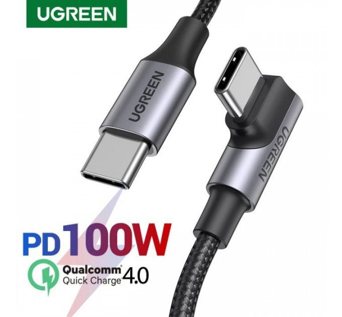 Дата кабеля USB-C 2.0 to USB-C 1.0m 90° corner US334 black Ugreen (70643)