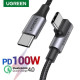 Дата кабеля USB-C 2.0 to USB-C 1.0m 90° corner US334 black Ugreen (70643)