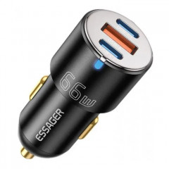 Зарядний пристрій Essager 2xUSB-C 66W + 1xUSB black (ECC2C1A-FF01)